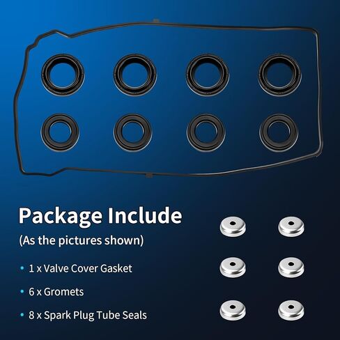 VS50614R Engine Valve Cover Gasket Set Fits for 2002-2015 Honda Accord Civic CRV Element Crosstour, 2002-20015 Acura CSX TSX RSX RDX ILX, 2.0L 2.4L, Valve Cover Gasket Kit Replace VS50382A 56029300 in Kuwait