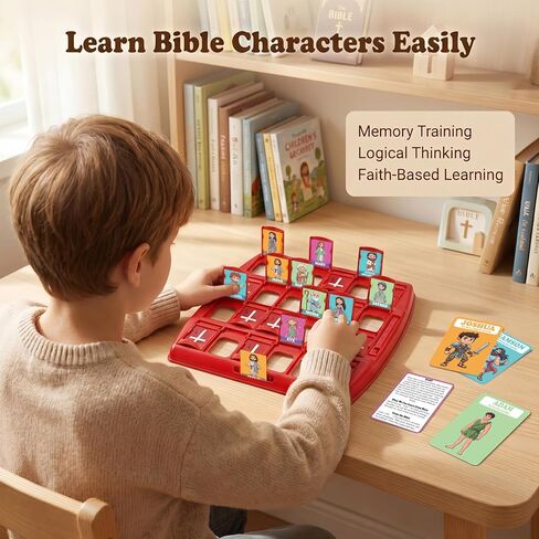 Guessing Bible Who I Am Game? – Bible Trivia Card Game for Kids & Families, 24 Holy Bible Characters with Life Story & Verse Card, Christian Sunday School & Youth Group Games Catholic Gift in Saudi Arabia