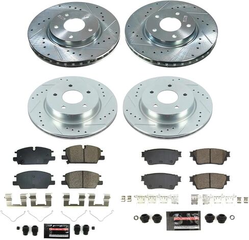 PowerStop Front and Rear Brake Kit for Nissan Rogue 2021-24 - Drilled and Slotted Disc Rotors with Carbon-Fiber Ceramic Brake Pads Replacement, K8816 in Kuwait