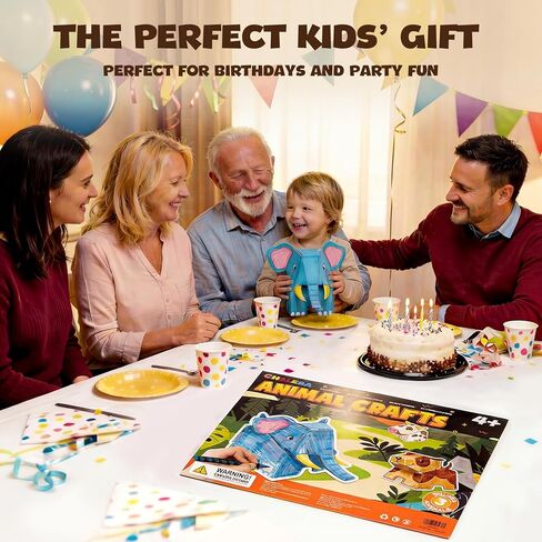 ChalKaa DIY Cardboard Animal Toys, 3D Coloring Puzzle Arts and Crafts for Kids Ages 4-8, Paint Your Own Paper Model Kit, No Glue Needed, Educational STEM Birthday Gift to Boys & Girls in Saudi Arabia