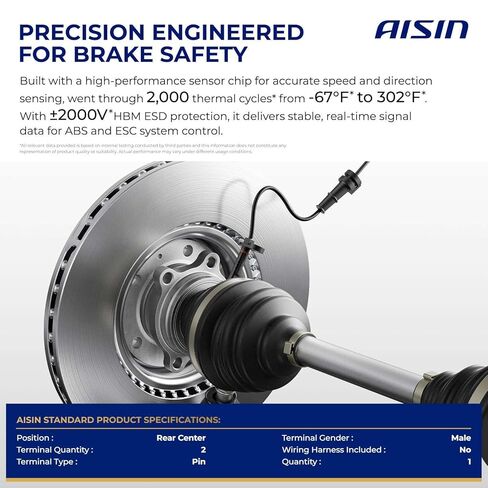 AISIN AFTERMARKET BSAZ-00039 Rear Center ABS Wheel Speed Sensor - Compatible with Ford F-150 F-250 F-350 F-450 F-550 Super Duty, Aerostar, Bronco, Explorer, Expedition, Ranger, Lincoln Navigator in Kuwait