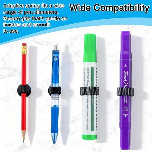 Black Metal Spring Pen Holder Clips Set of 10, Self-Adhesive Adjustable Pencil Organizer for Fridges, Desk & Bulletin Boards in Saudi Arabia