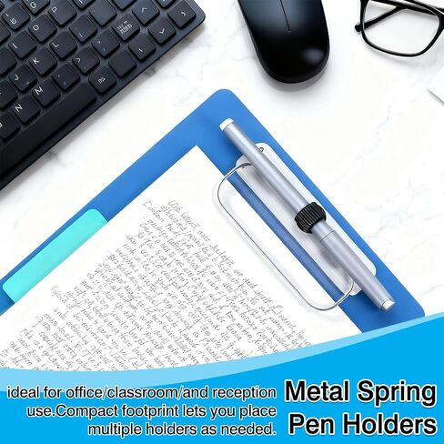 Black Metal Spring Pen Holder Clips Set of 10, Self-Adhesive Adjustable Pencil Organizer for Fridges, Desk & Bulletin Boards in Saudi Arabia