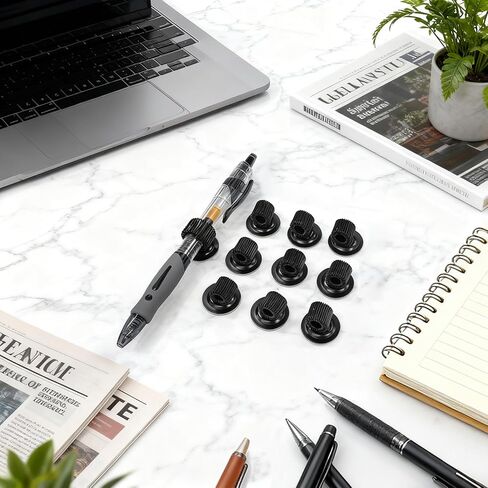 Black Metal Spring Pen Holder Clips Set of 10, Self-Adhesive Adjustable Pencil Organizer for Fridges, Desk & Bulletin Boards in Saudi Arabia