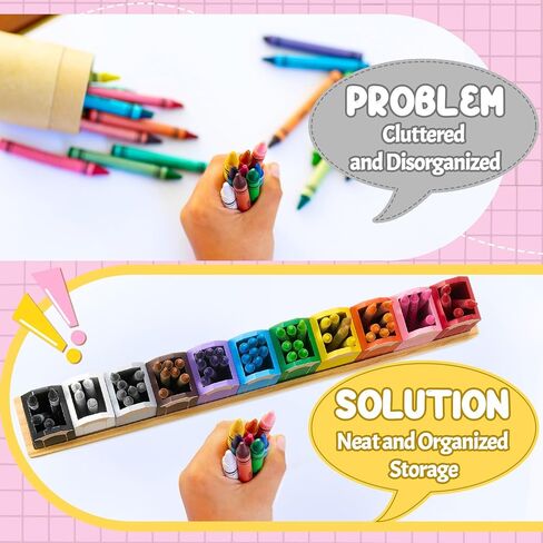 11 Pcs Pencil Shaped Crayon Holder with Stand Wooden Crayon Organizer for Classroom Colored Pencil Holder for Classroom Office Back to School Supplies (Pencils Not Included) in Saudi Arabia