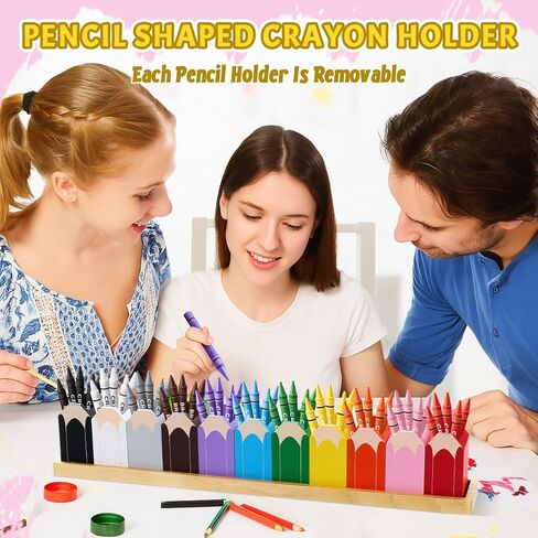 11 Pcs Pencil Shaped Crayon Holder with Stand Wooden Crayon Organizer for Classroom Colored Pencil Holder for Classroom Office Back to School Supplies (Pencils Not Included) in Saudi Arabia