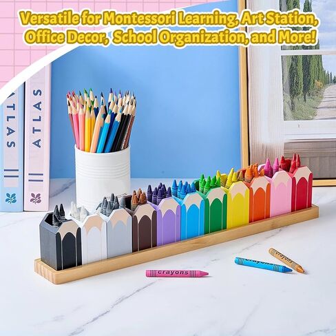11 Pcs Pencil Shaped Crayon Holder with Stand Wooden Crayon Organizer for Classroom Colored Pencil Holder for Classroom Office Back to School Supplies (Pencils Not Included) in Saudi Arabia
