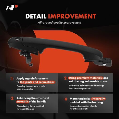 A-Premium Front Left Driver Side Exterior Door Handle Compatible with Honda Accord 2003 2004 2005 2006 2007 Sedan, Smooth Black, Replace# 72180-SDA-A01, 72180-SDA-A51 in Kuwait