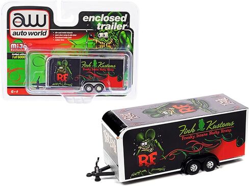 مقطورة سيارة مغلقة ذات 4 عجلات رات فينك 1/64 موديل Diecast من Autoworld CP7894 in Kuwait
