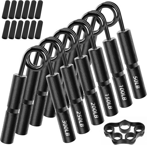 Hand Grip Strengthener Set, 6-Pack 50LB to 300LB Hand Grips Finger Strengthener, Heavy-Duty Grip Strength Trainer with Protective Foam for Forearm Exercise, Hand Gripper, Hand Therapy, Ideal for Home Gym and Muscle Building in Saudi Arabia