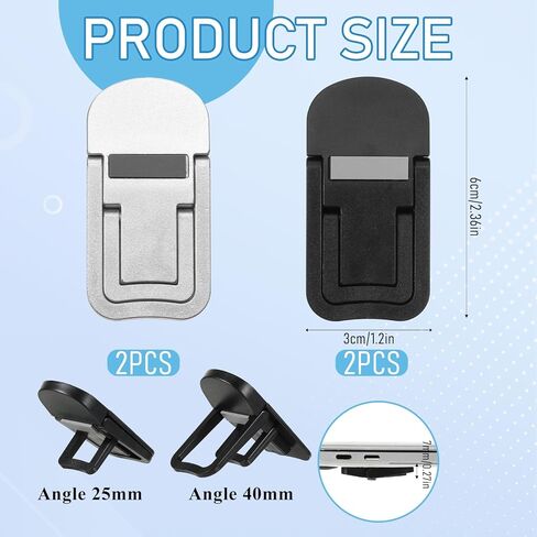 4 Pcs Portable Keyboard Riser, Dual Tilt Angle Adjustment Foldable Laptop Stand for Desk Self-Adhesive Plastic Laptop Feet Invisible Computer Keyboard Lift for Most Keyboards Black (25mm and 40mm) in Kuwait