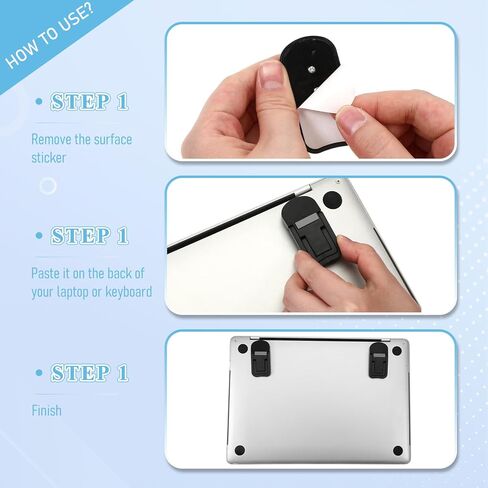 4 Pcs Portable Keyboard Riser, Dual Tilt Angle Adjustment Foldable Laptop Stand for Desk Self-Adhesive Plastic Laptop Feet Invisible Computer Keyboard Lift for Most Keyboards Black (25mm and 40mm) in Kuwait