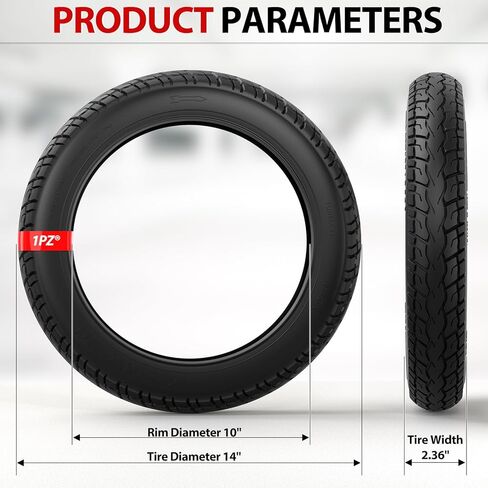 1PZ 14 x 2.125 إطار بدون أنبوب مع صمام بزاوية 14 بوصة إطارات سميكة بدون أنبوب متوافقة مع الدراجات البخارية الكهربائية E-Bike 14x2.125/57-254 قابلة للطي الكهربائية والمزيد in Kuwait
