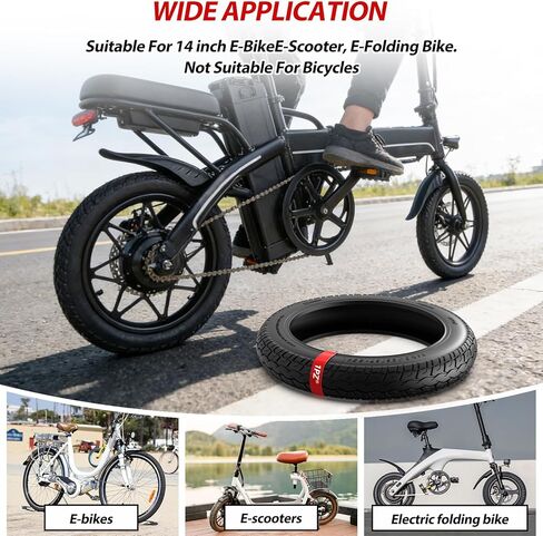 1PZ 14 x 2.125 إطار بدون أنبوب مع صمام بزاوية 14 بوصة إطارات سميكة بدون أنبوب متوافقة مع الدراجات البخارية الكهربائية E-Bike 14x2.125/57-254 قابلة للطي الكهربائية والمزيد in Kuwait