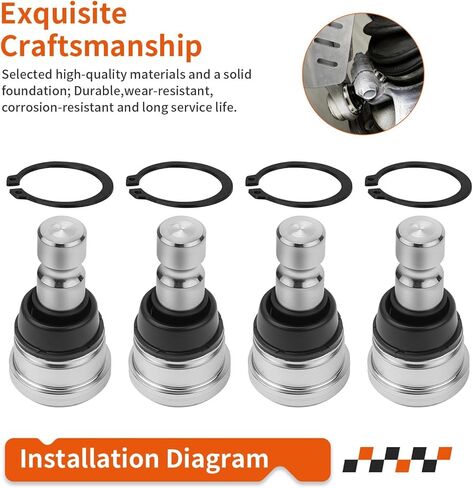 4 Pcs Upper & Lower Ball Joints For Polaris Ranger RZR General 570 900 1000 Diesel HST GEM All Options 2012-2025 in Kuwait