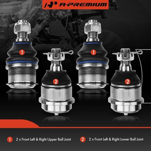 A-Premium Set of 4, Front Upper & Lower Ball Joints Kit, Compatible with Dodge - 2000-2002 - Ram 2500, Ram 3500 in Kuwait