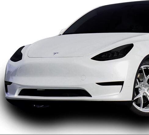 تصميمات BOGAR TECH مسبقة القطع لطراز Tesla Y 2020-2024 طقم تظليل أمامي كامل للمصابيح الأمامية، دخان داكن in Kuwait