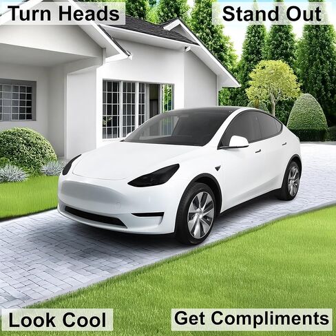 تصميمات BOGAR TECH مسبقة القطع لطراز Tesla Y 2020-2024 طقم تظليل أمامي كامل للمصابيح الأمامية، دخان داكن in Kuwait
