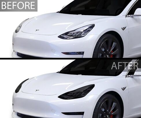تصميمات BOGAR TECH مسبقة القطع لطراز Tesla Y 2020-2024 طقم تظليل أمامي كامل للمصابيح الأمامية، دخان داكن in Kuwait