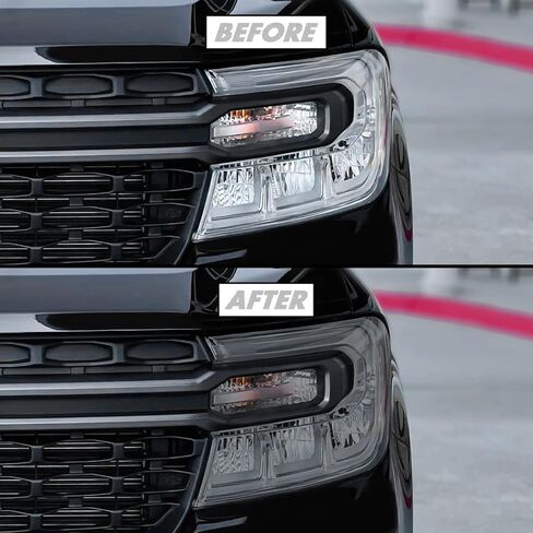 لون دخان الفينيل المقطوع مسبقًا من SlickMod لعلامة الجانب الأمامي لسيارة Ford Maverick 2022-2023 (3. علامة جانبية، 20% دخان داكن) in Kuwait