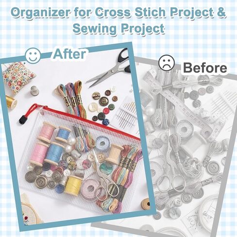 4 Pack Needlepoint Bag, Clear Mesh Sewing Bag with Zipper, 4 Colors, 17x12 Inch, Reusable Embroidery Project Bag, Suitable for Quilting, Knitting, Stitching & Craft Storage, For Sewing Art Enthusiasts in Saudi Arabia