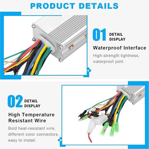 36V/48V 350W Brushless Motor Controller with LCD Panel, Waterproof Sine Wave Controller, Aluminum Housing Replacement Part for Electric Bicycle Maintenance and Repair in Saudi Arabia