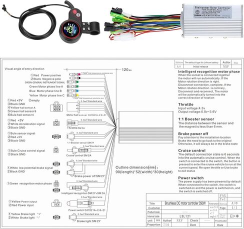 36V/48V 350W Brushless Motor Controller with LCD Panel, Waterproof Sine Wave Controller, Aluminum Housing Replacement Part for Electric Bicycle Maintenance and Repair in Saudi Arabia