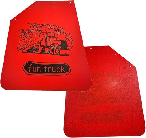 2PCS Universal Heavy Duty Polymer Mudflaps 24x30 Inch, Red Angled Splash Guard Mudflap for Semi Trucks Tractor Trailer (Fun Truck Pattern) in Kuwait