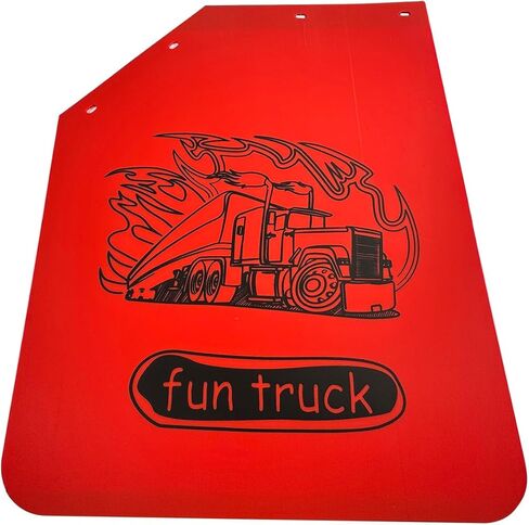 2PCS Universal Heavy Duty Polymer Mudflaps 24x30 Inch, Red Angled Splash Guard Mudflap for Semi Trucks Tractor Trailer (Fun Truck Pattern) in Kuwait