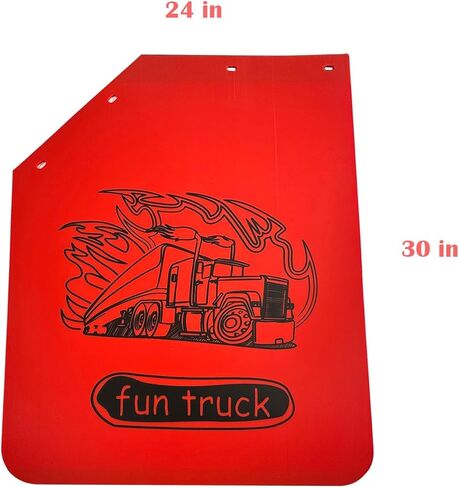 2PCS Universal Heavy Duty Polymer Mudflaps 24x30 Inch, Red Angled Splash Guard Mudflap for Semi Trucks Tractor Trailer (Fun Truck Pattern) in Kuwait