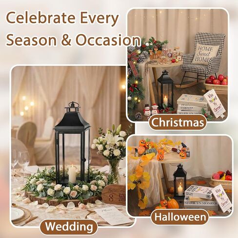 30" Tall Wooden Large Rustic Farmhouse Lantern Decor Set of 2, Natural in Saudi Arabia