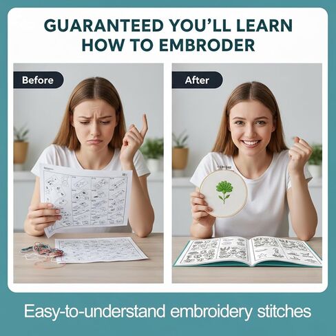 Antenat Embroidery Stitch Book & Complete Kit for Beginners and Adults - Learn 41 Stitches with DIY Stamped Flower Patterns, Step-by-Step Instructions,DIY Needlework Gift in Saudi Arabia