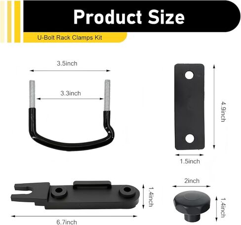 Roof Box U-bolt Clamps, Metal Roof Rack Clamps, Rooftop Cargo Carrier Mounting Hardware Kit, Universal Car Van Mounting Fitting Kit (Black) in Saudi Arabia