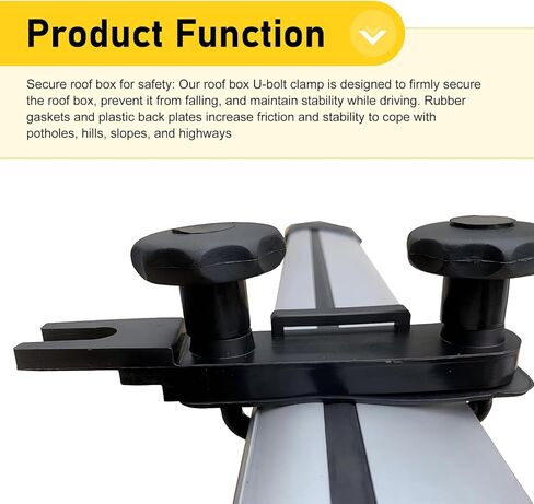 Roof Box U-bolt Clamps, Metal Roof Rack Clamps, Rooftop Cargo Carrier Mounting Hardware Kit, Universal Car Van Mounting Fitting Kit (Black) in Saudi Arabia