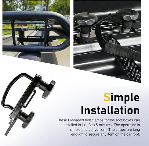Roof Box U-bolt Clamps, Metal Roof Rack Clamps, Rooftop Cargo Carrier Mounting Hardware Kit, Universal Car Van Mounting Fitting Kit (Black) in Saudi Arabia