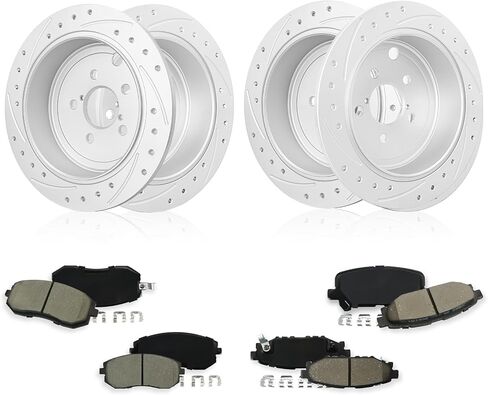 Betthand Brakes and Rotors Fit for 09-10 Subaru Forester, 08-10 Impreza, 10-12 Outback Legacy, 2.5L H4, 11.5''+11.26'' Geomet Rotors and Ceramic Pads, Vented and Slotted: 980360+980634, 31407+31509 in Saudi Arabia