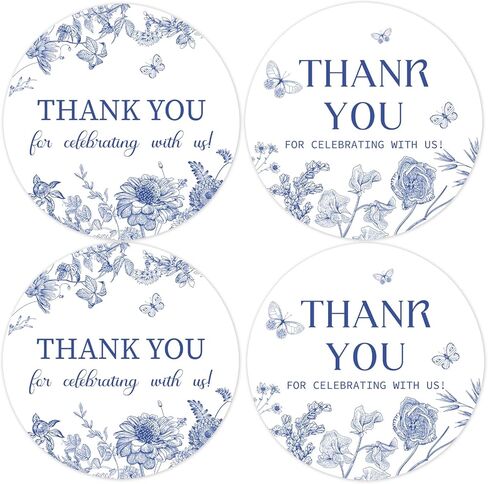 80Pcs Blue Floral Thank You Stickers Something Blue Before I Do Bridal Shower Decorations Round Vintage Butterfly Favor Stickers for Women Bachelorette Engagement Wedding Party Supplies in Saudi Arabia