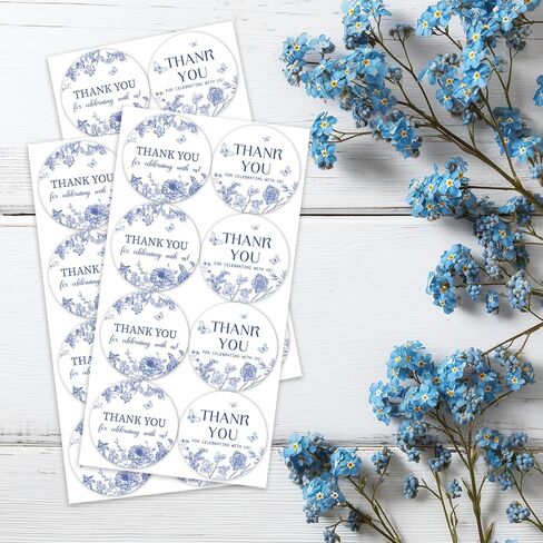 80Pcs Blue Floral Thank You Stickers Something Blue Before I Do Bridal Shower Decorations Round Vintage Butterfly Favor Stickers for Women Bachelorette Engagement Wedding Party Supplies in Saudi Arabia