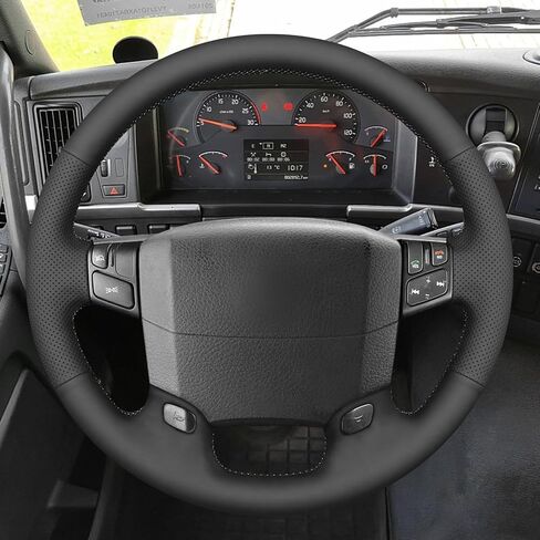MEWANT Hand Stitch Black Faux Leather Steering Wheel Cover Wrap for Volvo VNL VNR FM FH 2004-2016 DIY Truck Accessory in Kuwait