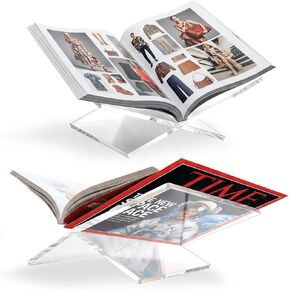 Acrylic Book Stand for Display, Large Book Holder 12.2"x9"x5.1" for Display and Reading, Book Display Stand, Open Bookstand for Cookbook, Bible, Coffee Table Book, Microfiber Cloth Included, Clear in Saudi Arabia
