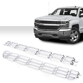 ANDPLAY Grille Inserts 2PCS Compatible with Chevy Silverado 1500 2016 2017 2018 Grill Guard Cover Snap On Chrome in Kuwait