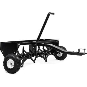 AUTOSAVER88 40" Tow Plug Lawn Aerator with Universal Hitch & Adjustable Handle for Lawn, Farm and Garden, 24 Steel Tines & Inflatable Wheels, Black in Kuwait
