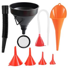 Oil Funnel for Automotive Use, Plastic Oil Change Funnels Set Large Flexible Fuel Funnel with Long Hose and Filter Bendable Wide Mouth for Car Motorcycle Boat Bottle Water Gasoline (7PCS) in Saudi Arabia