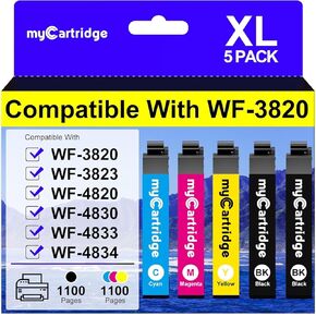 myCartridge Remanufactured Ink Cartridge Replacement for Epson 822XL Ink Cartridges Combo Pack for WF-3820 Printer Ink Cartridges Use with WF-3820, WF-3823, WF-4820, WF-4830, WF-4833,5-Pack in Saudi Arabia