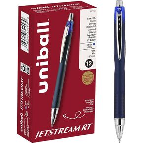 uni-ball® Jetstream™ RT Retractable Ballpoint Pens, Fine Point, 0.7 mm, Blue Barrel, Blue Ink, Pack Of 12 in Kuwait