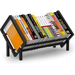 Desk Bookshelf Made of Stainless Steel - Sloped Book Organizer for Office Study Bedroom - Tabletop Bookshelf 15.7"x10.2" Black (Matte black) in Saudi Arabia