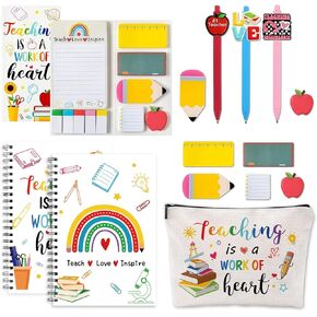6 Pcs Teacher Appreciation Gifts Pens Sticky Notes A5 Spiral Notebooks Makeup Bag Pencil Pouch, Teacher Appreciation Day Gifts, Christmas Birthday Gifts School & Office Supplies for Teacher (Teacher) in Kuwait