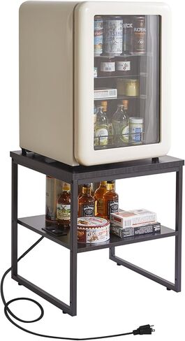 Aibiju Small Table Stand with Adjustable Storage Shelf 20 inch, Square Coffee Tea Table, Dorm Fridge Stand, Large Printer Stand Table for Office Black YD-TM153B in Kuwait