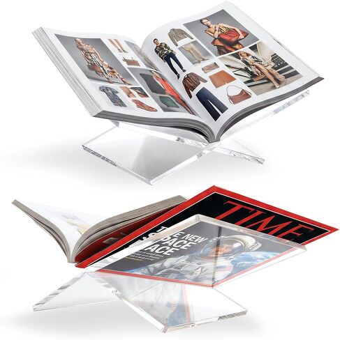 Acrylic Book Stand for Display, Large Book Holder 12.2"x9"x5.1" for Display and Reading, Book Display Stand, Open Bookstand for Cookbook, Bible, Coffee Table Book, Microfiber Cloth Included, Clear in Saudi Arabia