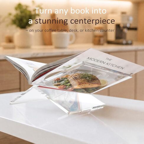 Acrylic Book Stand for Display, Large Book Holder 12.2"x9"x5.1" for Display and Reading, Book Display Stand, Open Bookstand for Cookbook, Bible, Coffee Table Book, Microfiber Cloth Included, Clear in Saudi Arabia